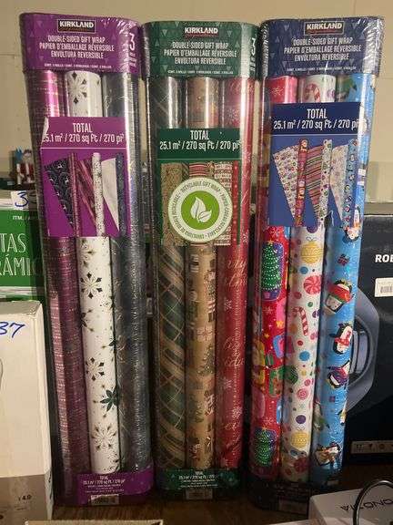 KIRKLAND DOUBLE-SIDED GIFT WRAP PAPER PACK OF 3 270SQ.FT. TOTAL