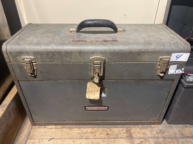 CRAFTSMAN VINTAGE METAL TOOL CHEST TOP OPENING WITH 7-DRAWERS, KEY INCLUDED! APROX 20"x8"x13"