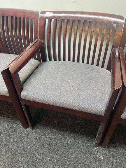 KIMBALL INTERNATIONAL STATIONARY SOLID WOOD CHAIR WITH PADDED SEAT APROX 23"x22"x33"  MODEL: 83309 FINISH: 68