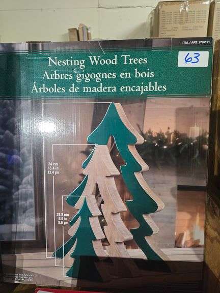 NESTING WOOD TREES 8.6" - 17.8" GREEN COLOR ITEM: 1785121