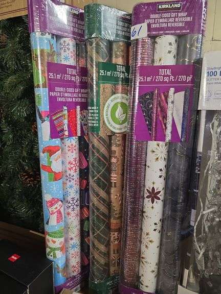 KIRKLAND DOUBLE-SIDED GIFT WRAP PAPER PACK OF 3 270SQ.FT. TOTAL