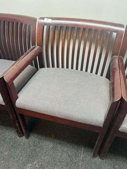 KIMBALL INTERNATIONAL STATIONARY SOLID WOOD CHAIR WITH PADDED SEAT APROX 23"x22"x33"  MODEL: 83309 FINISH: 68