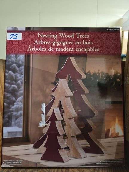 NESTING WOOD TREES 8.6" - 17.8" RED COLOR ITEM: 1785121