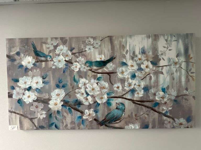 FLORAL BIRD CANVAS ART APROX 47"x2'