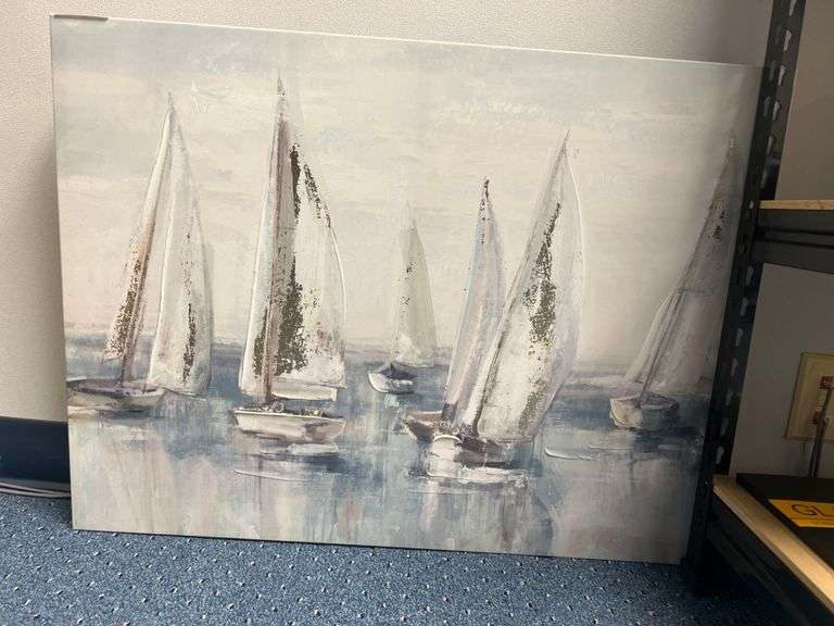 SAILBOAT THEMED CANVAS WALL ART APROX 32"x2'