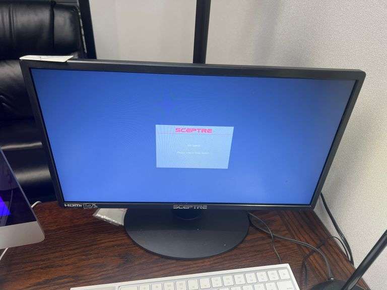 SCEPTRE E20 LED HDMI MONITOR, POWERS ON,  WITH POWER CABLE, HDMI, AND MANUAL