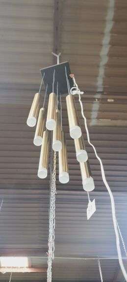 LED 9-LIGHT HANGING PENDANT APROX 3'L **may have cosmetic imperfections from showroom use, buyer responsible for removal from chain**