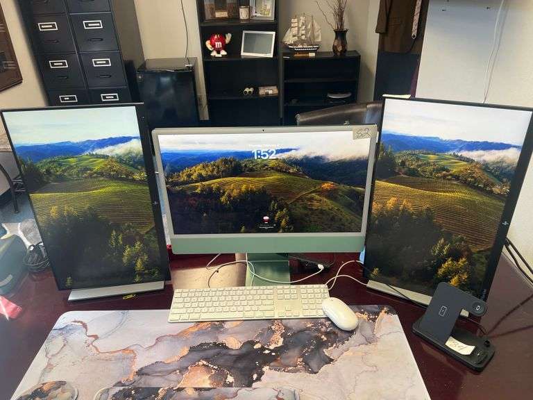 HP E23 G4 FHD MONITOR MODEL HSD-0053-W ON FULL ROTATING STAND WITH POWER AND HDMI INCLUDED WITH EACH