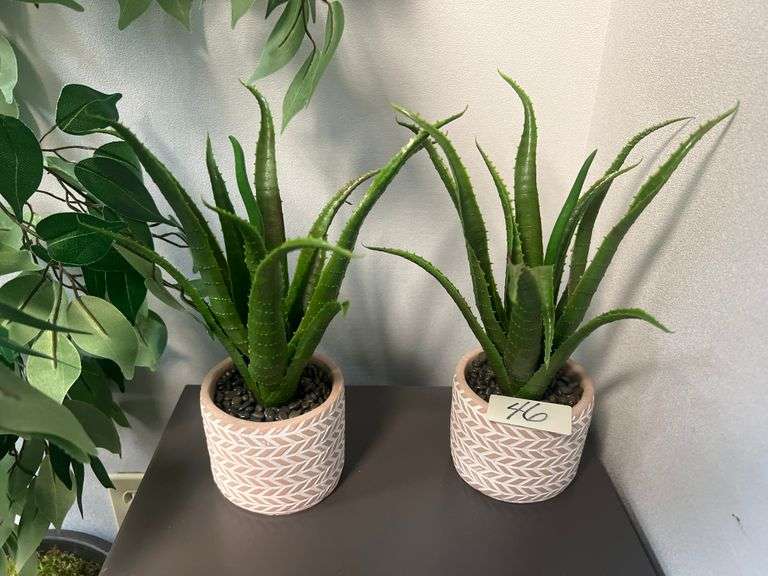 FAUX ALOE PLANTS IN MATCHING PLANTERS APROX 12"H
