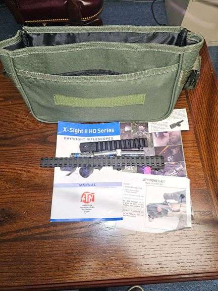 ATN GREEN CANVAS BAG WITH X-SIGHT RIFLESCOPE ACCESSORIES INCLD. INSIDE