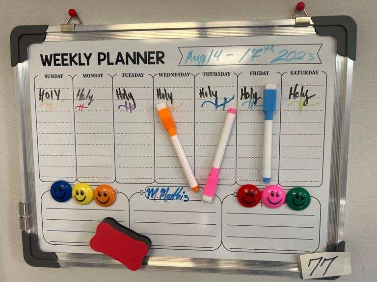 DRY ERASE WEEKLY PLANNER HANGING BOARD APROX 16"x12"