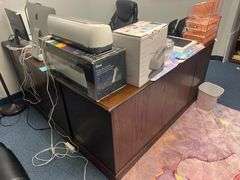 SOLID WOODEN L-SHAPED LOCKING OFFICE DESK WITH 5-DRAWERS, SINGLE DOOR APROX 5.5'x6'x21" KEYS INCLUDED!
