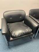 BLACK LEATHER? AND CHROME CHAIRS WITH ARMREST 31"x29"x2'
