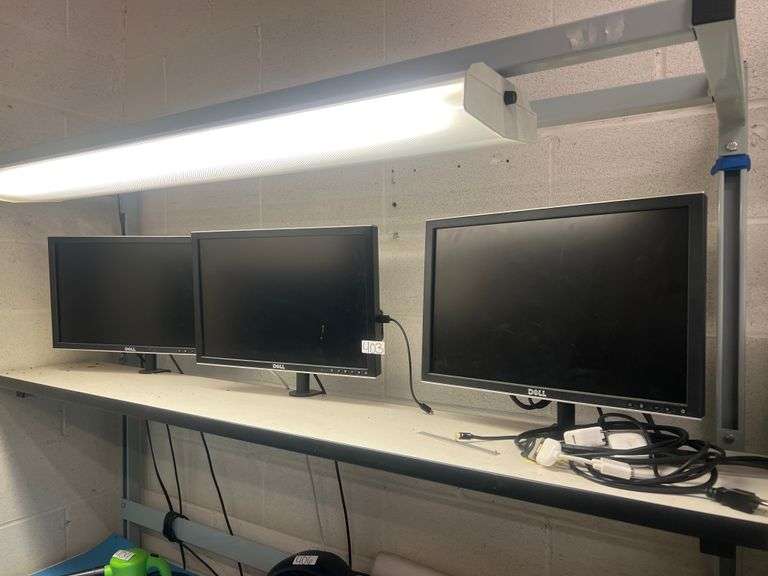 DELL 20" FLAT PANEL MONITORS MODEL 2009WT WITH CLAMP ON DESK MOUNTS INCLUDED AS WELL AS POWER CABLES, EACH TURN ON