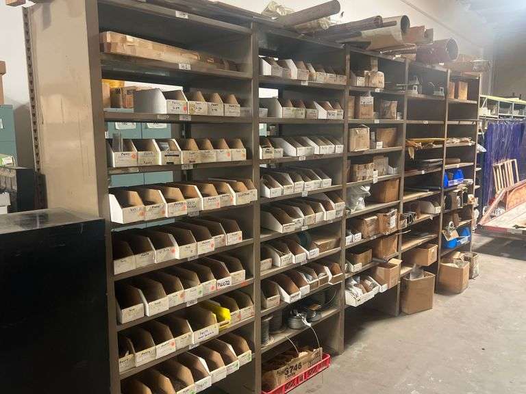 METAL SHELVING SYSTEM WITH 9-SHELVES PER SECTION, 5-SECTIONS IN UNIT, MODULAR WILL COME APART, TOOLS MAY BE NEEDED, BRING HELP PICKUP AFTER 2PM