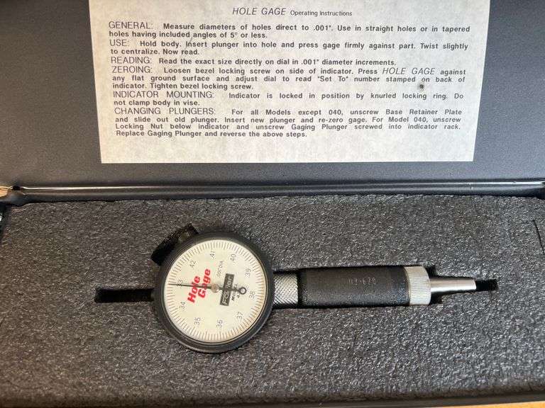 FOWLER HOLE GAGE MODEL 430 IN CASE WITH OPERATING INSTRUCTIONS