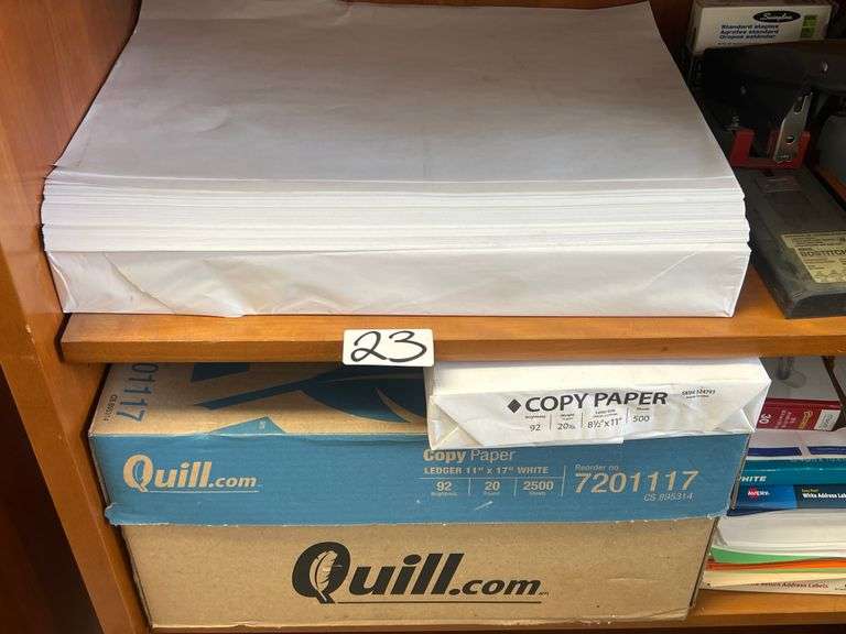 QUILL COPY PAPER 324791 8-1/2"x11" 500 SHEET REAMS AND 7201117 LEDGER PAPER 11"x17" SOLD PER REAM