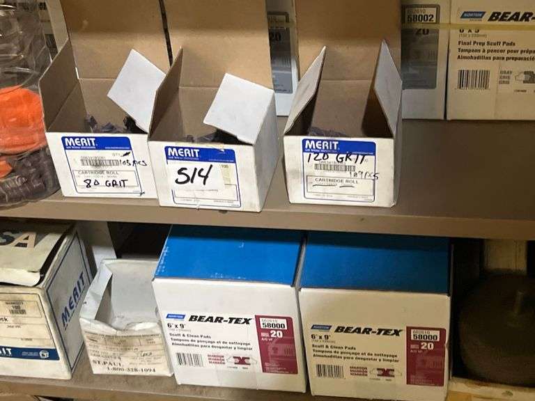 WIDE ARRAY OF SANDING PRODUCTS INCLUDING BEAR-TEX 6"x9" FINAL PREP SCUFF PADS, SANDING BELTS, HAND HELD AIR BELTS, ECT