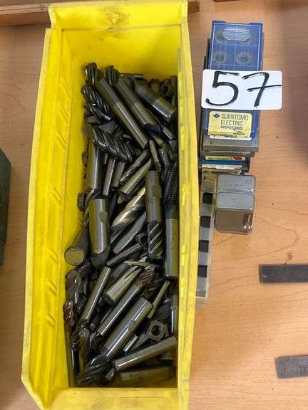 ASSORTED END MILLS INCLUDING HIGH SPEED STEEL AND CARBIDE ABOUT 50 IN LOT