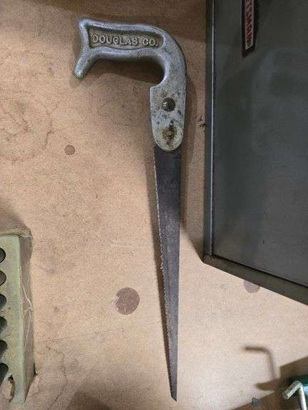 DOUGLAS CO. VINTAGE ALL METAL HAND SAW APROX 12"BLADE 17"TOTAL LENGTH