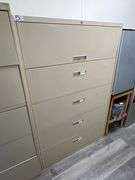 STEEL CASE LARGE OFFICE FILING CABINET WITH 4-DRAWERS AND TOP OPENING STORAGE APROX 42"x19"x64"