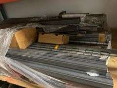 FERROUS METAL SQUARE BEAMS AND LONG HEAVY DUTY HINGES VARIOUS LENGTHS, MOST BEAMS ARE 1.5" SQ.
