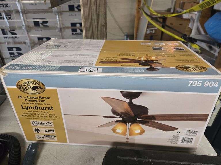 HAMPTON BAY 52" LARGE ROOM CEILING FAN OIL RUBBED BRONZE FINISH LYNDHURST 795904