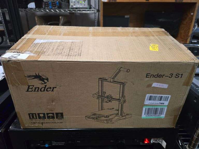 CREALITY ENDER 3 S1 3D PRINTER IN BOX WITH POWER CABLE AND VARIOUS ATTACHMENTS
