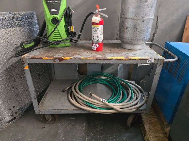 2-TIER SOLID METAL WAREHOUSE CART APROX 55"x23"x3'