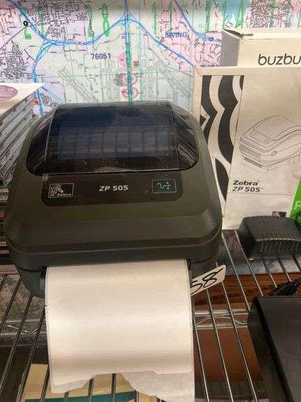 ZEBRA ZP 505 ADHESIVE LABEL PRINTER WITH POWER CABLE AND MANUAL