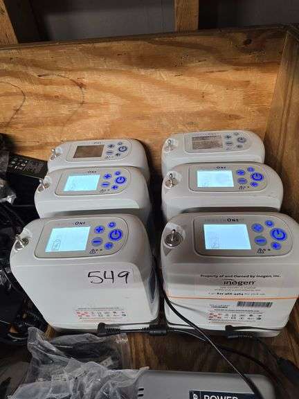 INOGEN ONE G5 OXYGEN CONCENTRATOR MODEL IO-500 WITH SINGLE AC ADAPTER, CAR CHARGER, &BATTERY INCLUDED WITH EACH
