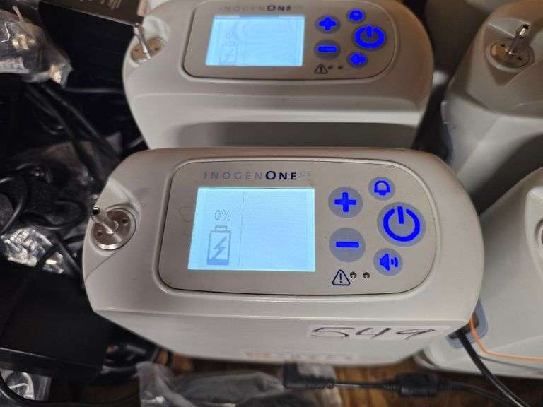 INOGEN ONE G5 OXYGEN CONCENTRATOR MODEL IO-500 WITH SINGLE AC ADAPTER, CAR CHARGER, &BATTERY INCLUDED WITH EACH
