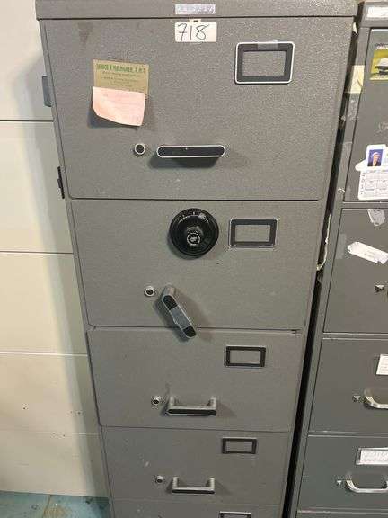 Sargent and Greenleaf 5-drawer solid metal filing cabinet safe with code included aprox 15"x28"x58"