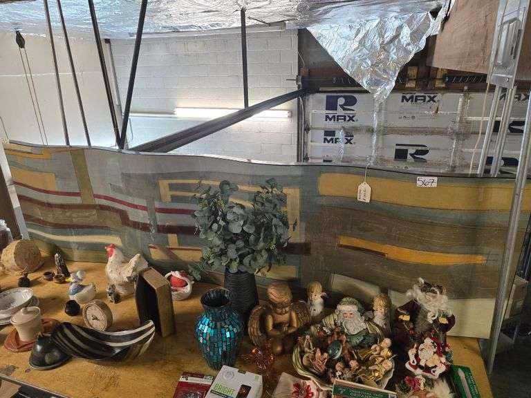 ABSTRACT SOLID WAVE HEAVY CANVAS APROX 7.5'x2' SIGNED BY "WYATT"