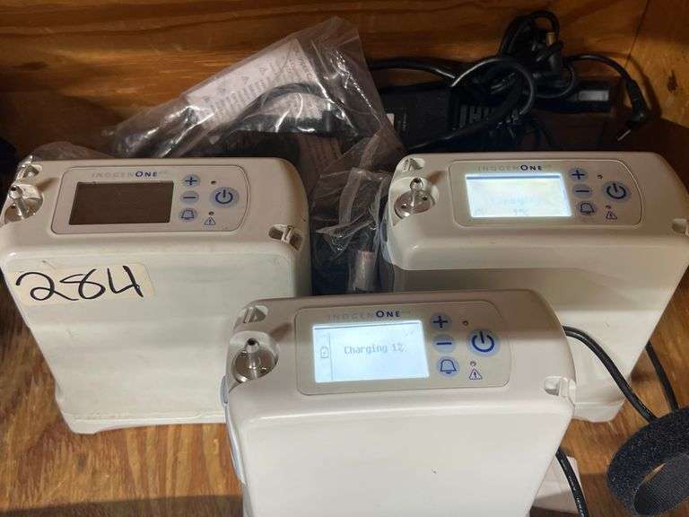 INOGEN ONE G4 OXYGEN CONCENTRATOR MODEL IO-400 EACH WITH BATTERY, HOME AND CAR AC ADAPTERS