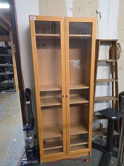 SOLID CHERRY WOOD DISPLAY SHELVING UNIT APROX 31"x1'x80"
