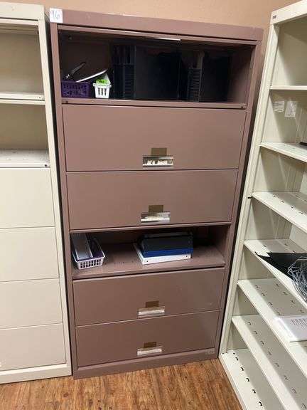 HON 10277 09 METAL CABINET WITH 6-DROP DOWN DOORS APROX 14"x36"x6'3"