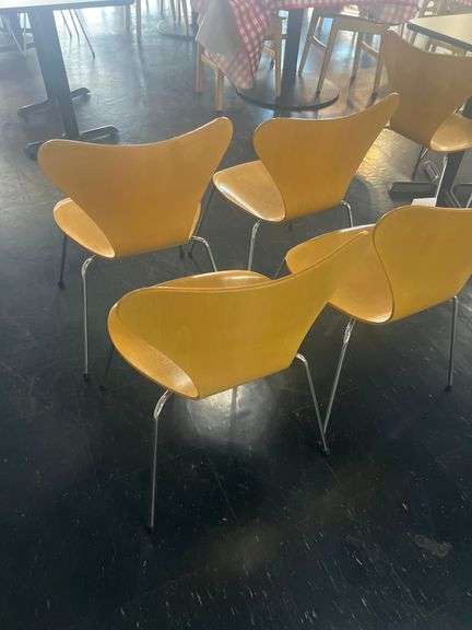 FRITZ HANSEN VINTAGE WOOD AND METAL CHAIRS DESIGN: ANNE JACOBSEN MADE IN DENMARK 1995