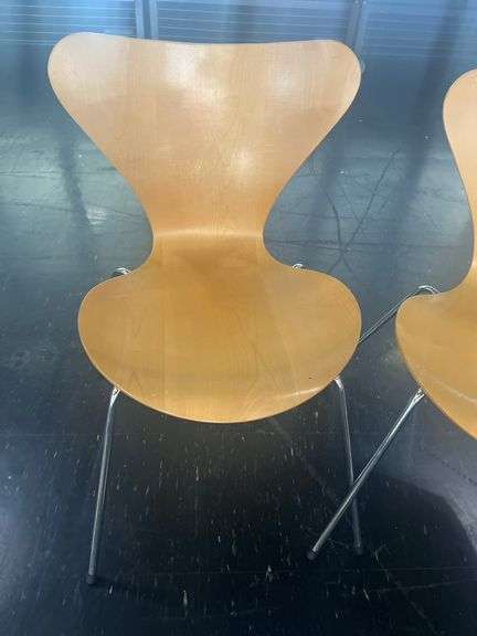 FRITZ HANSEN VINTAGE WOOD AND METAL CHAIRS DESIGN: ANNE JACOBSEN MADE IN DENMARK 1995