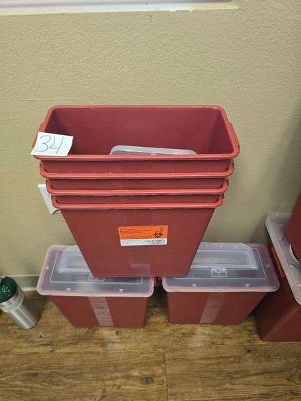 MCKESSON BIOHAZARD INFECTIOUS WASTE SHARPS CONTAINER 3gal RED *empty*