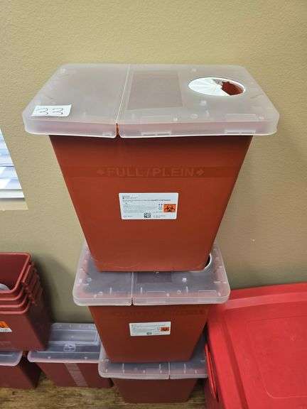 MCKESSON BIOHAZARD INFECTIOUS WASTE SHARPS CONTAINER 8gal RED *empty ...