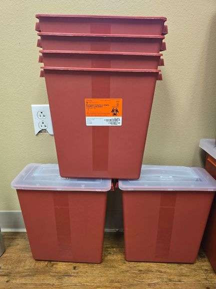 MCKESSON BIOHAZARD INFECTIOUS WASTE SHARPS CONTAINER 3gal RED *empty*