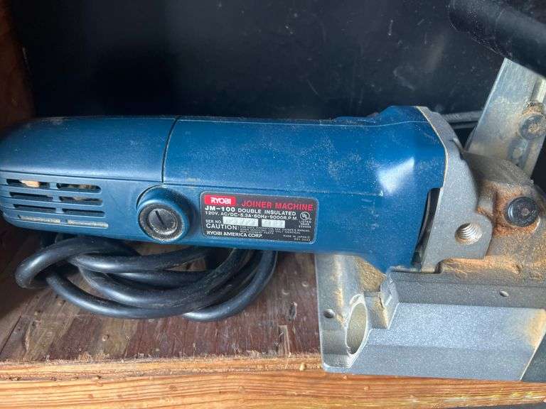 RYOBI JOINER MACHINE JM-100 DOUBLE INSULATED 90000RPM WITH METAL TOOL BOX INCLD.