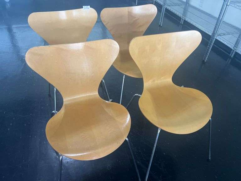 FRITZ HANSEN VINTAGE WOOD AND METAL CHAIRS DESIGN: ANNE JACOBSEN MADE IN DENMARK 1995