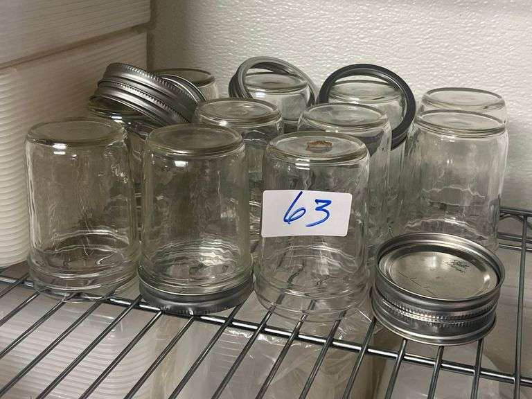 GLASS BALL CANNING JARS, SOME LIDS INCLD. AND PLASTIC STORAGE CONTAINER LIDS
