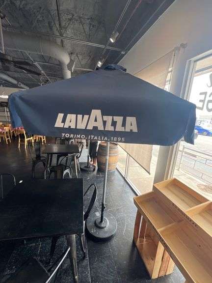 LAVAZZA TORINO, ITALY POLYESTER PATIO UMBRELLAS WITH HEIGHT AND ANGLE ADJUSTMENTS APROX 7'H