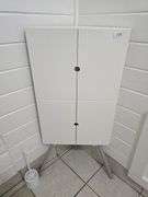 CORNER CABINET WITH 2-DOORS, 2-INNER TIERS VARIOUS SUPPLIES INCLD. APROX 4'H x 20"FRONT
