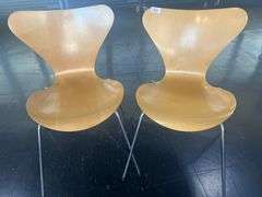 FRITZ HANSEN VINTAGE WOOD AND METAL CHAIRS DESIGN: ANNE JACOBSEN MADE IN DENMARK 1995