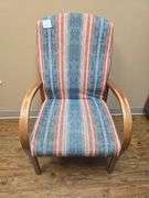 RETRO FABRIC CHAIR WITH SOLID WOODEN LEGS APROX 2'x2'x40"