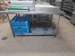 STAINLESS STEEL COMMERCIAL FOOD PREP TABLE APROX 5'x 30" x 33"